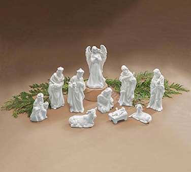 burton+BURTON burtonBURTON Porcelain Miniature Nativity Figurine 10 Piece White