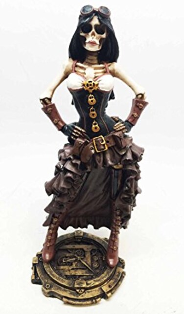 Pacific Giftware Steampunk Lady Officer Skeleton Sculpture Investigating Crime Scene Figurine