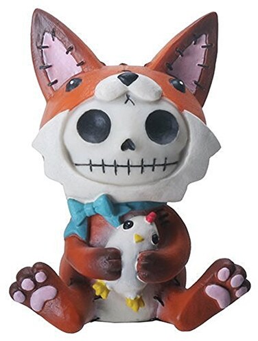 SUMMIT COLLECTION Furrybones Fen Signature Skeleton in Fox Costume Holding a Chicken