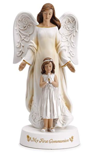 Joseph's Studio Josephs Studio by Roman 775 H Angel with Praying Girl First Communion Figure My First Communion Statue Resin and Stone Gift
