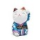 THY COLLECTIBLES Hand Painted Feng Shui Mini Maneki Neko Lucky Cat Blue