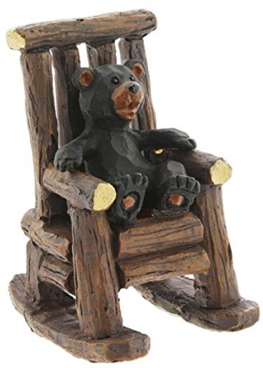 The Bridge Collection Black Bear Cub in Rocking Chair Figurine