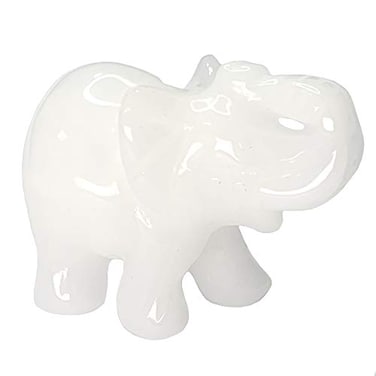 Gemstone White Jade Elephant Figurines Hand Carved Pocket Statue Healing Crystals Good Luck for Home Decor 15 inches