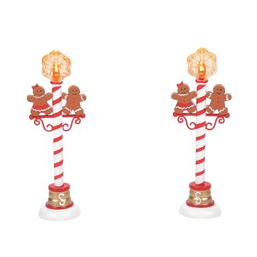 Department 56 Village Accessories Gingerbread Street Lamps Lit Figurine Set 485 Inch Multicolor
