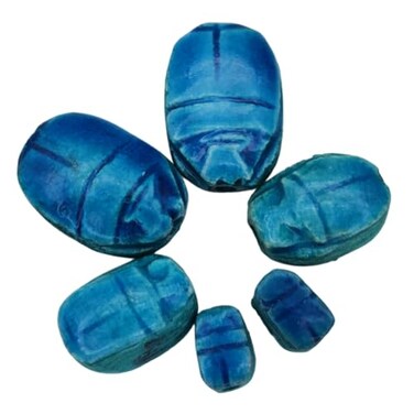 Discoveries Egyptian Made in Egypt Scarab Beads Assorted Sizes Package of 6 Blue Ancient Egyptian Collectible