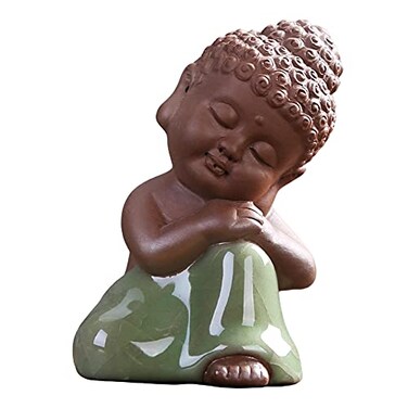 Kingzhuo Ceramic Tiny Cute Buddha Statue Peaceful Rulai Figurine Creative Baby Crafts Dolls Ornaments Gift Classic Delicate Ceramic Arts and Crafts Tea Accessories A