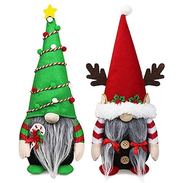 Tifeson Christmas Gnomes Decorations Mr and Mrs Xmas Gnome Plush Handmade Scandinavian Tomte for Home Table Tiered Tray Holiday Decor Gifts