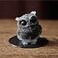 OwMell Owl Statue Tumbled Stone Gemstone Owl Figurine Home Decor Shelf Decor 25 Black Obsidian