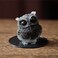 OwMell Owl Statue Tumbled Stone Gemstone Owl Figurine Home Decor Shelf Decor 25 Black Obsidian