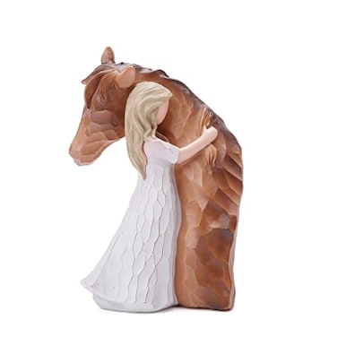 Hotme Girls Women Horse Gift Embracing Horse Figurine Statue Memorial Keepsake