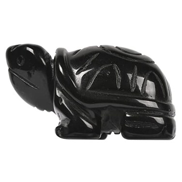 Justinstones Black Obsidian Healing Crystal Guardian Turtle Tortoise Pocket Stone Figurines Carved Gemstone Crafts Home Decor 2 inch