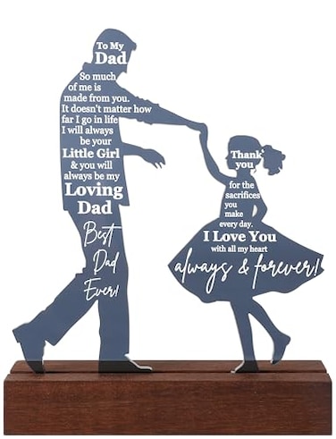 Heartfelt Gifting Dad Gifts from Daughter for Birthday Fathers Day Christmas Valentines Day Easter Present Meaningful Sentimental Dancing Acrylic Plaque Keepsake Desk Decor for Bonus Step Papa Daddy