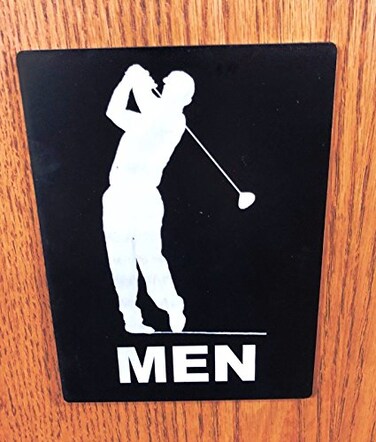 Maverick Advantage Mens Bathroom Sign Golf Theme BlackWhite 6x8