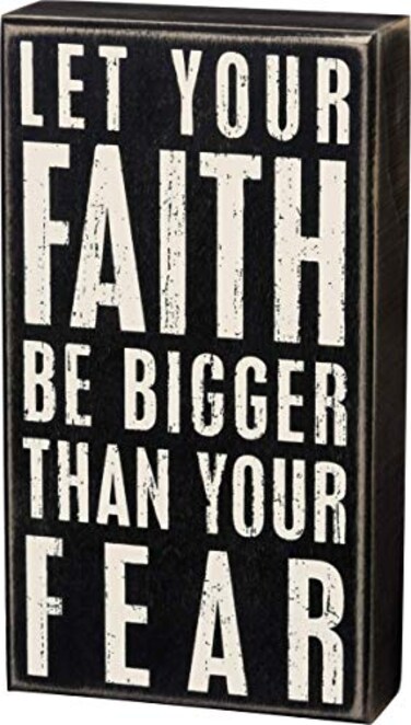 Primitives by Kathy 19440 Classic Black and White Box Sign 5 x 9Inches Let Your Fath Be Bigger