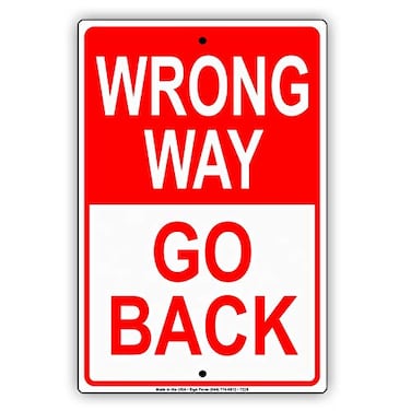 ZMKDLL Wrong Way Go Back Street Road Safety Warning Tin Metal Sign