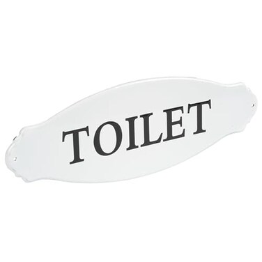 Creative Co-Op White Decorative Metal Toilet Sign