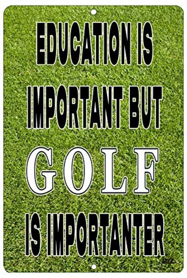 Rogue River Tactical Funny Golf Ball Metal Tin Sign Wall Decor Man Cave Bar Education is Important Golfer Gift