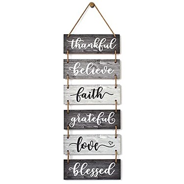 Buecasa Family Wall Decor Sign Farmhouse Rustic Home Decoration for Living Room Bedroom Inspirational Large Wall Hanging Plaque 6pcs 38x12 Inches