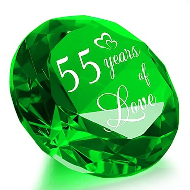 YWHL 55th Wedding Anniversary Decoration Emerald Wedding Gifts for Parents Love Present for Her Him Emerald Green Keepsake