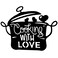 SwallowLiving 14 x 11 inch Black Metal Kitchen Pot Wall Decor Cooking with Love Kitchen decorations wall Lovely Gift Kitchen Sign for Wall