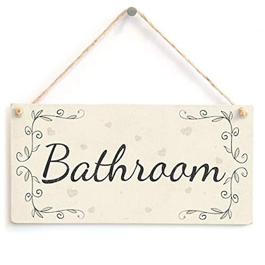 Button Hill Bathroom French Shabby Chic Style Home Decor Door Sign Plaque
