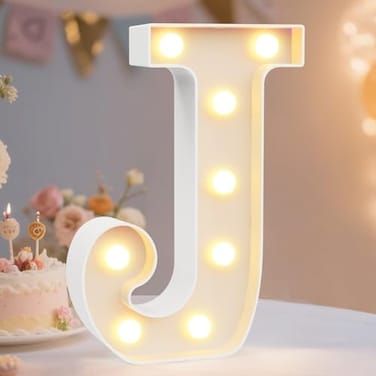 Pooqla LED Marquee Letter Lights Sign Light Up Alphabet Letter for Home Party Wedding Decoration J