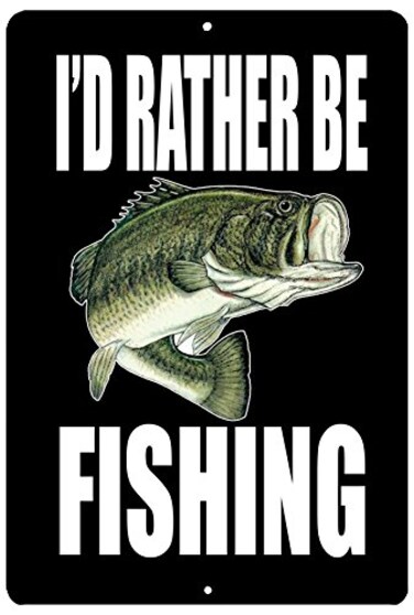 Rogue River Tactical Funny Boat Metal Tin Sign Wall Decor Man Cave Bar Id Rather Be Fishing