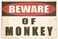 Rogue River Tactical Funny Sarcastic Metal Tin Sign Wall Decor Man Cave Bar Yard Wall Warning Beware of Monkey