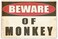 Rogue River Tactical Funny Sarcastic Metal Tin Sign Wall Decor Man Cave Bar Yard Wall Warning Beware of Monkey