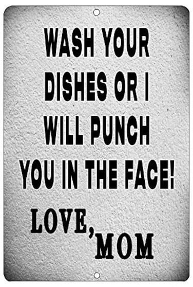 Rogue River Tactical Funny Kitchen Metal Tin Sign 12x8 Inch Wall Home Dcor Bar Wash Your Dishes Signed MOM
