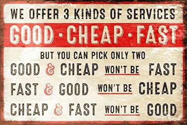 KDLY Good Fast Humorous Funny Retro Style Metal Sign Office Shop Work 8x12 Red