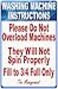 ZMKDLL Washing Machine Instructions Do Not Overload Laundromat Metal Sign 12x8