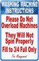 ZMKDLL Washing Machine Instructions Do Not Overload Laundromat Metal Sign 12x8