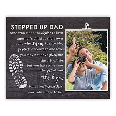 ZENNLAB Stepped Up Dad Wood Frame Stepdad Birthday Gift for Daughter Son