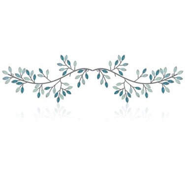 Hotop 2 Pieces Metal Tree Leaf Wall Decor Vine Olive Branch Leaf Wall Art Wrought Iron Scroll Sculptures Above the Bed Living Room Outdoor DecorationClassic StyleTeal