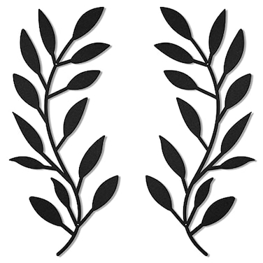 Zhengmy 2 Pieces Metal Tree Leaf Wall Decor Vine Olive Branch Leaf Wall Art Living Room Hallway Wall Decor Outdoor Decoration Black
