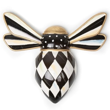 MACKENZIE-CHILDS MACKENZIECHILDS Bee Hanging Bee Decoration BlackandWhite Courtly Check