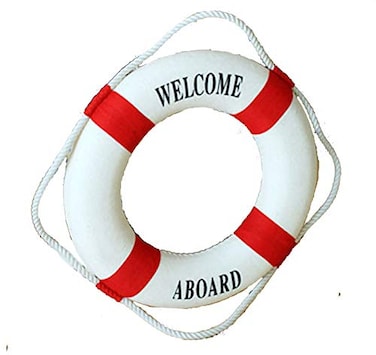 MorroMorn Lifebuoy Wall Hanging Decor Welcome Aboard Mediterranean Style Home Decoration Red 18