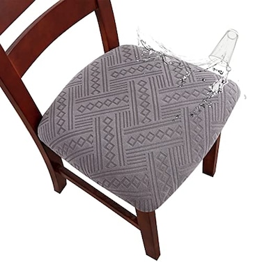 Genina Chair Seat Covers Waterproof Dining Room Chair Covers 2 Pack Stretch Seat Covers for Dinning Room Chair Protector Slipcover for Kitchen Hotel 2 Pattern1Light Gray