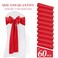 Lykoow 60 Pcs Red Chair Sashes Satin Chair Bows Sashes for Party Hotel Wedding Reception Restaurant Event Decoration 7 x 108 inch
