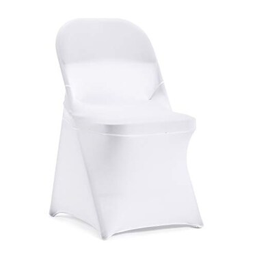 Peomeise Stretch Spandex Folding Chair Cover for Wedding Party Dining Banquet Event White6pcs