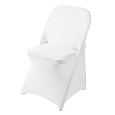 Ascoza 6 Pack White Spandex Folding Chair Covers in Stretch Washable Fabric for Wedding PartyHolidaysCelebration and Other Special Events