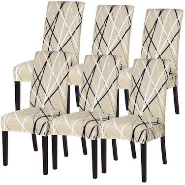 SearchI Dining Room Chair Covers Slipcovers Set of 6 Spandex Super Fit Stretch Removable Washable Kitchen Parsons Chair Covers Protector for Dining RoomHotelCeremonyFlower Pattern6