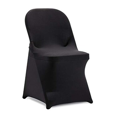 Peomeise Stretch Spandex Folding Chair Cover for Wedding Party Dining Banquet Event Black25pcs
