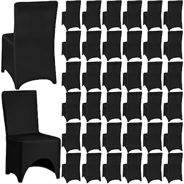 Tudomro 50 Pcs Spandex Chair Covers Wedding Universal Polyester Stretch Chair Slipcovers for Party Banquet Dining DecorBlack