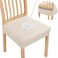 Smiry Waterproof Seat Covers for Dining Room Chairs Set of 8 Stretch Jacquard Removable Washable Chair Seat Slipcovers Protector No Rear Covers Beige