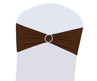 Boshen 100PCS Wedding Chair Decorations Stretch Chair Bows and Sashes for Party Ceremony Reception Banquet Spandex Chair Covers slipcovers 100 Coffee