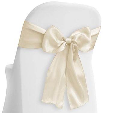 Lann's Linens Lanns Linens 10 Elegant Satin WeddingParty Chair Cover SashesBows Ribbon Tie Back Sash Ivory