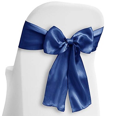Lann's Linens Lanns Linens 10 Elegant Satin WeddingParty Chair Cover SashesBows Ribbon Tie Back Sash Royal Blue