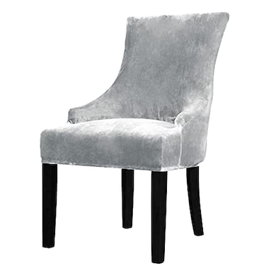 Lellen Velvet Stretch Wingback Chair Cover Slipcover Reusable Protector Cover for Dining Room Banquet Home Decor etc Machine Washable Hand Washable Silver Grey 1PC